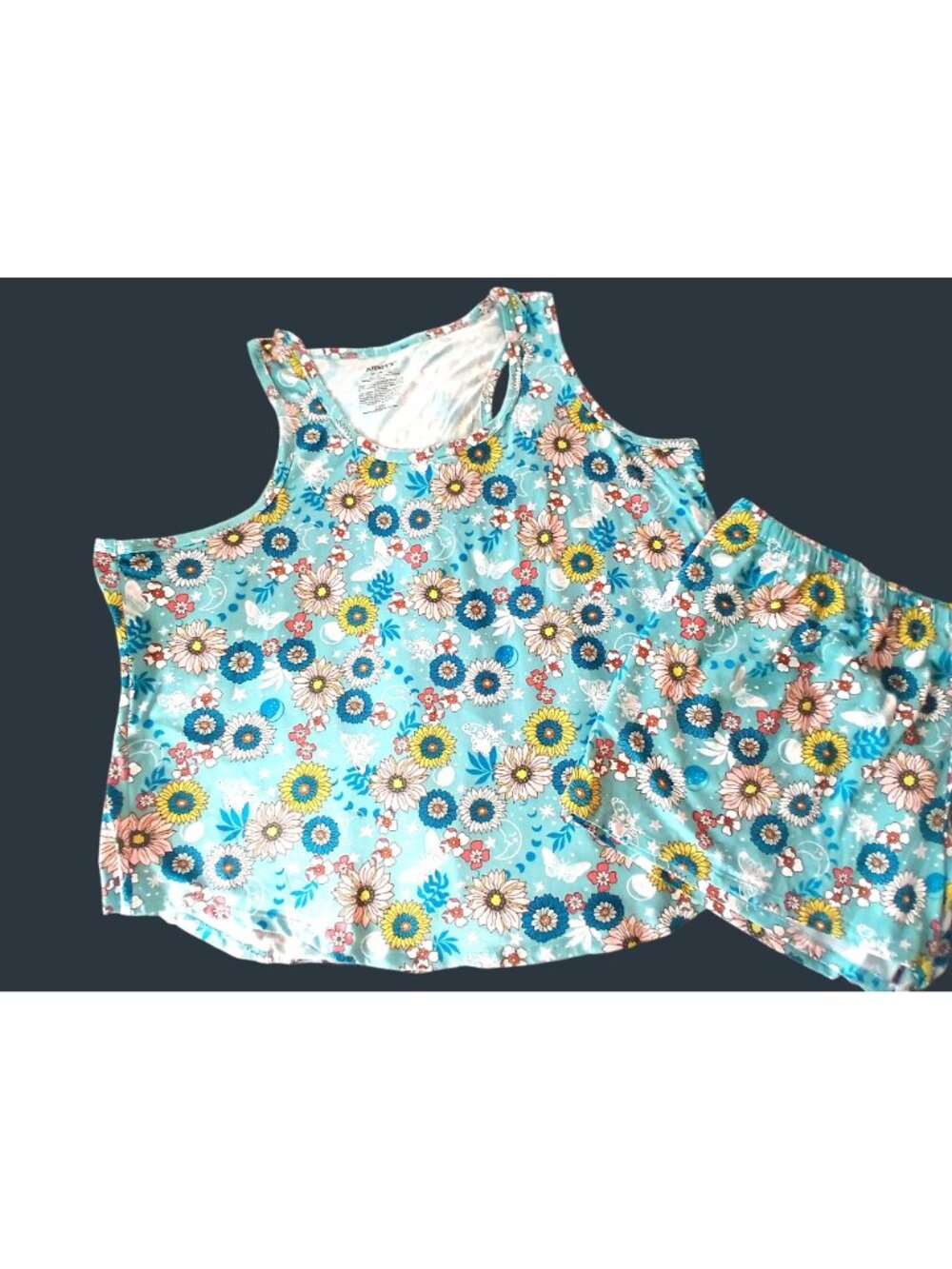 Joyspun PJs Plus Size Floral Pajama Set 3X Tank Top Shorts Recycled Poly Pockets - Picture 13 of 13